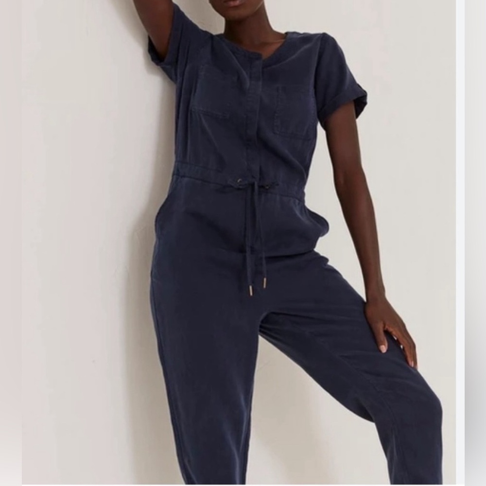 Fat Face Annabelle Jumpsuit Short Sleeve Size 8 Navy Blue